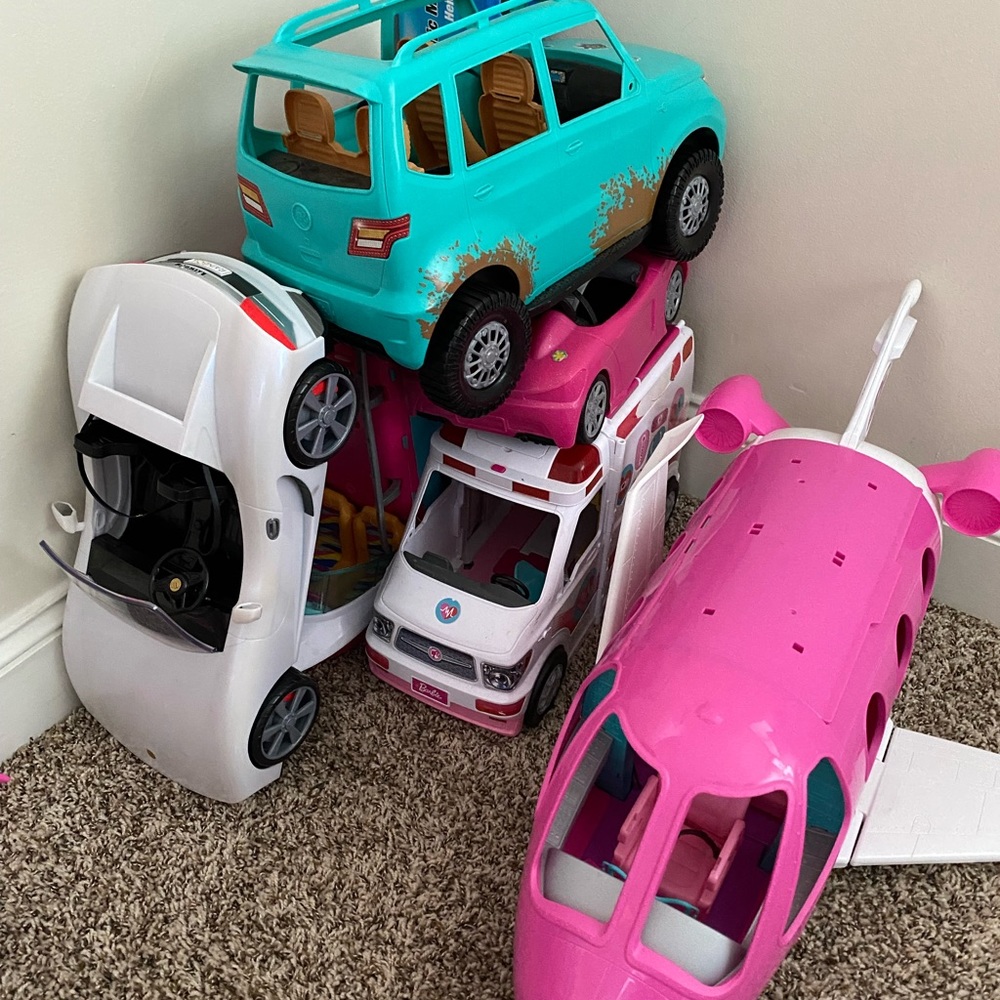 Barbie car collection or individual car, truck or aircraft.